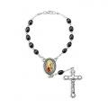  ST. CHRISTOPHER AUTO ROSARY BLACK WOOD BEADS 